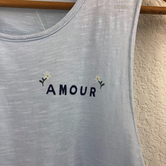 Sundry Amour Peplum Surf Baby Blue Printed Cotton Tank - Picture 5 of 9